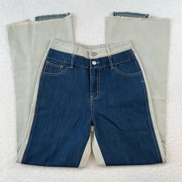 (NWT) CÉDELAR • Reyi Two-Tone Colorblock High Waisted Flare Jeans - Picture 5 of 16